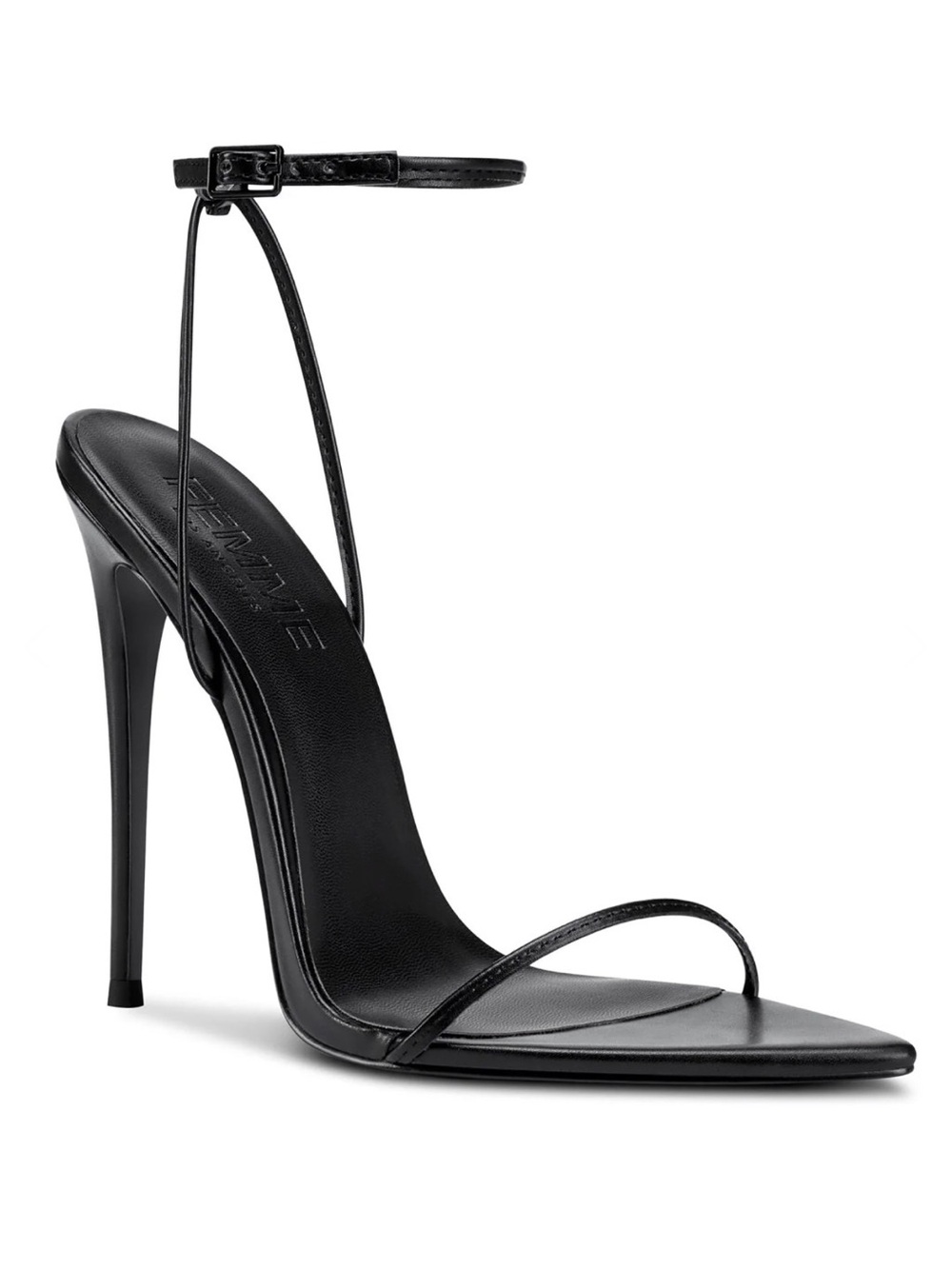 Minimal Black Ankle-Strap Stiletto Sandal